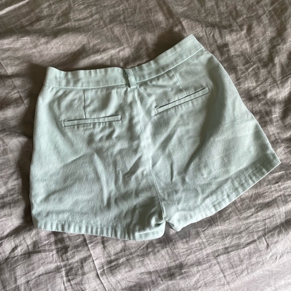 BABY TEAL BLUE CANVAS SHORTS, PETITE WAIST, METAL CLIP TO FASTEN - Picture 2 of 3